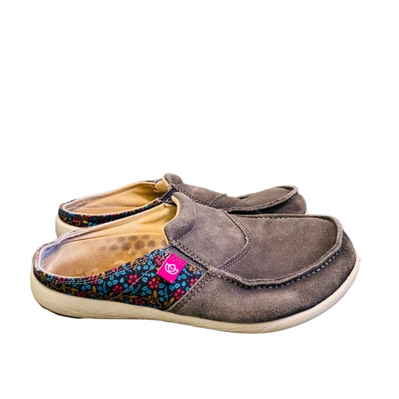 Spenco Siesta Via Slides Clogs Gray Floral Slip On Shoes Womens 7 - Picture 2 of 9